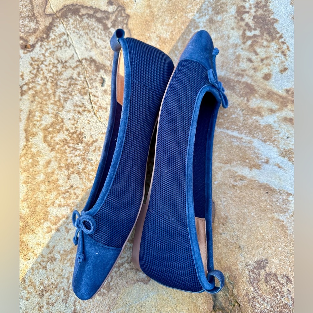 Eric Javits Women's Parris Navy Leather Ballet Flat 🥿 Size 7🥿 Navy Blue - Picture 4 of 11